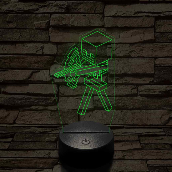 Minecraft csontváz harcos 7 színű 3D led lámpa