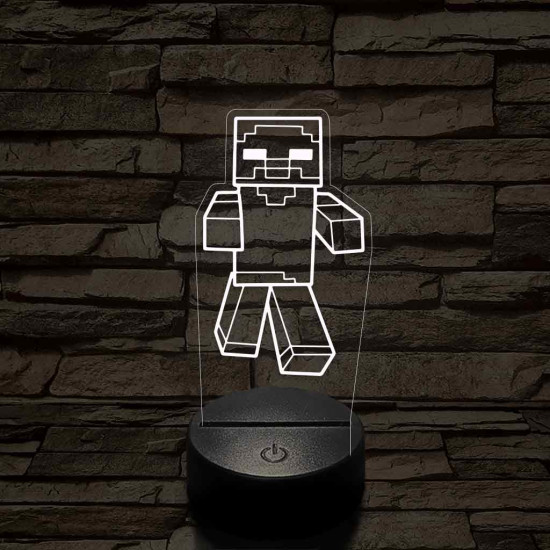 Minecraft zombi 7 színű 3D led lámpa