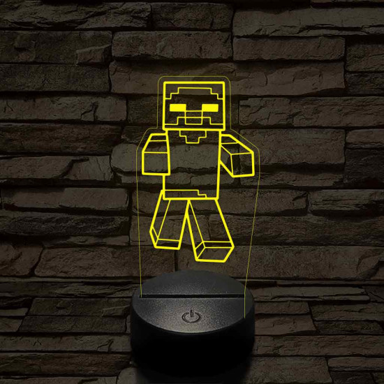 Minecraft zombi 7 színű 3D led lámpa