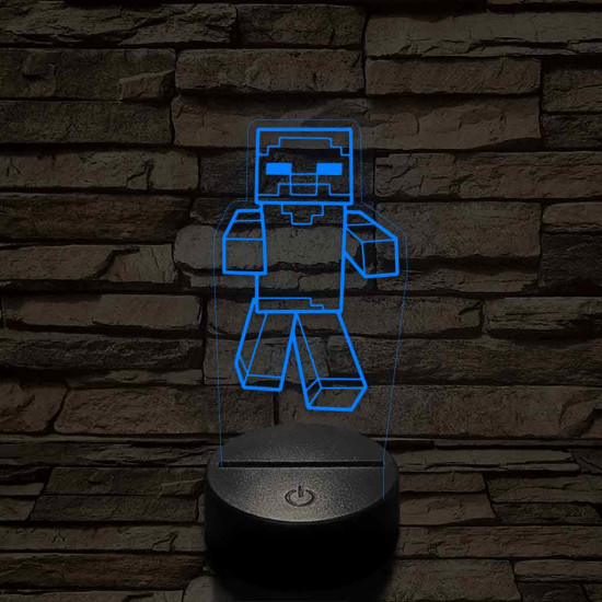 Minecraft zombi 7 színű 3D led lámpa