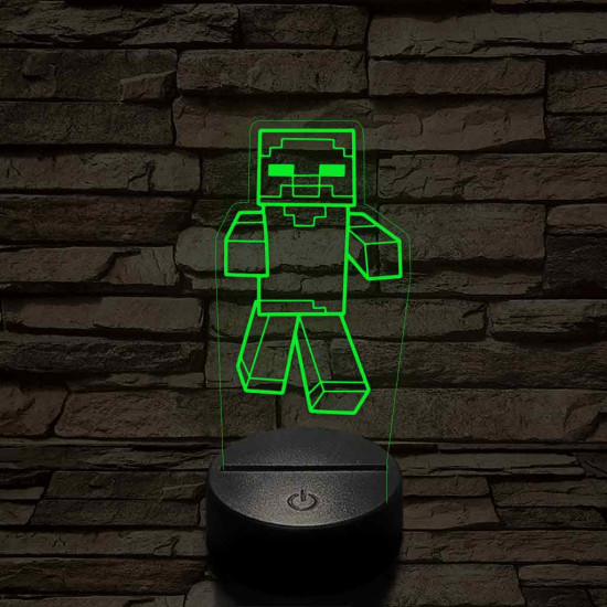 Minecraft zombi 7 színű 3D led lámpa