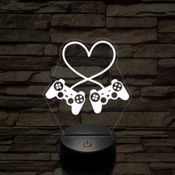 Gaming love 7 színű 3D led lámpa