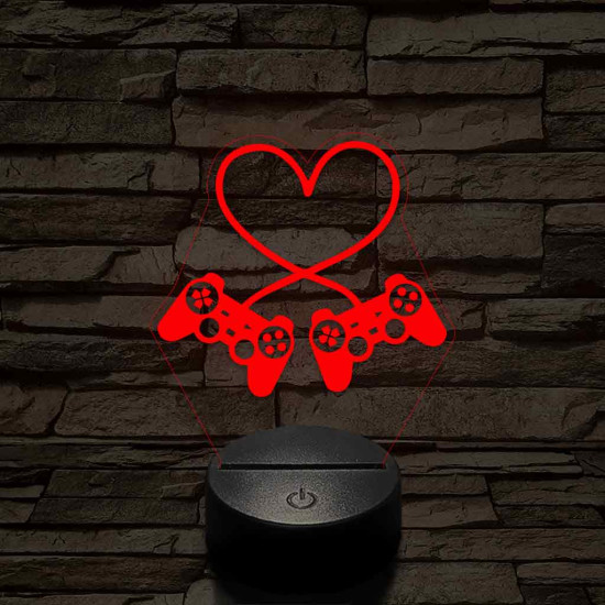 Gaming love 7 színű 3D led lámpa