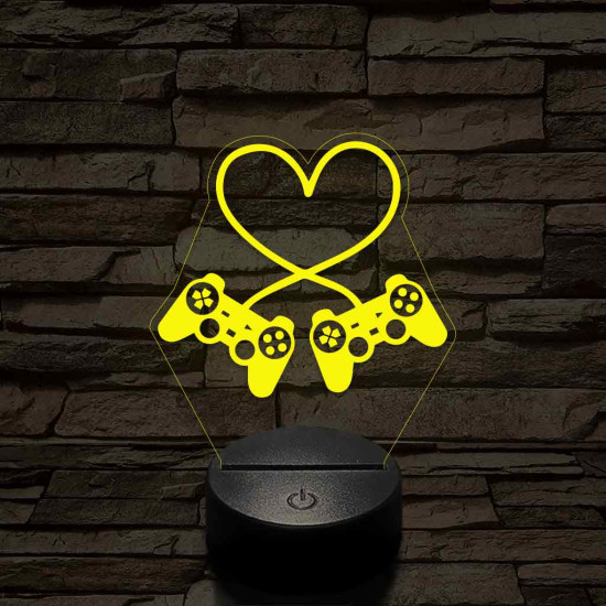 Gaming love 7 színű 3D led lámpa