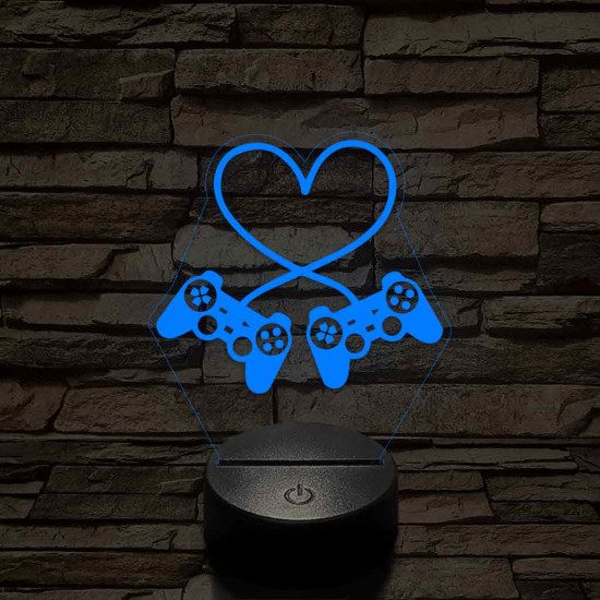 Gaming love 7 színű 3D led lámpa