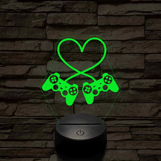Gaming love 7 színű 3D led lámpa