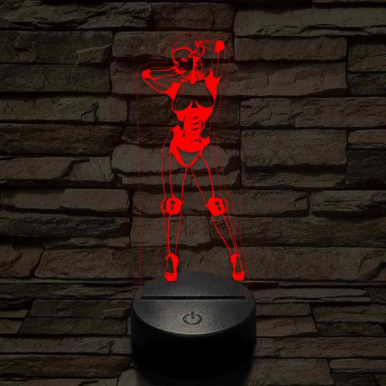 Robot lány 7 színű  3D led lámpa
