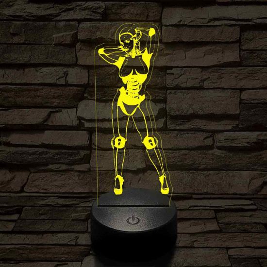 Robot lány 7 színű  3D led lámpa