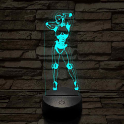 Robot lány 7 színű  3D led lámpa