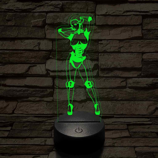 Robot lány 7 színű  3D led lámpa
