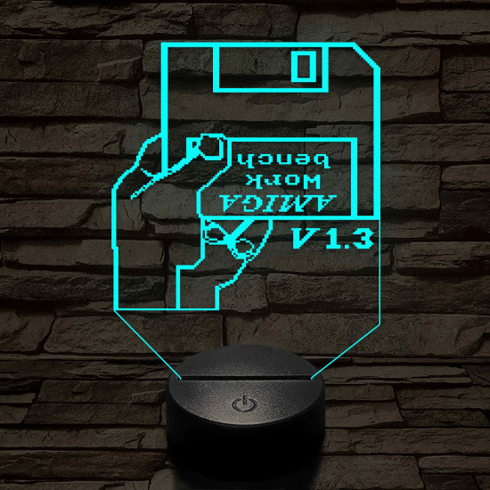 Amiga lemez 7 színű 3D led lámpa