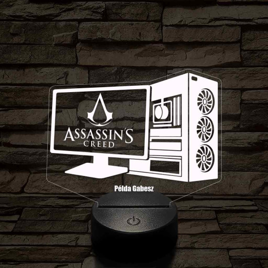 Személyre szabott gamer setup 3D illúzió led lámpa - egyedi gravírozható játéklogókkal és névvel