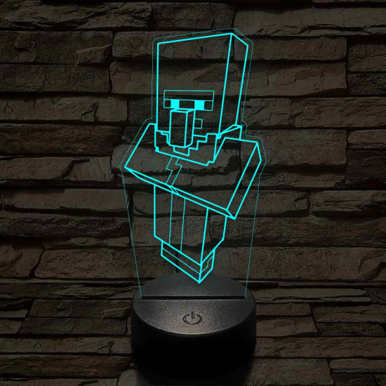 Minecraft Falusi 7 színű 3D led lámpa