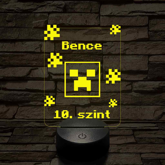 Minecraft Creeper - egyedi névbeírós 3D illúzió led lámpa