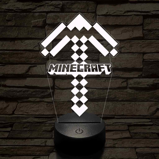 Minecraft pickaxe 7 színű 3D led lámpa