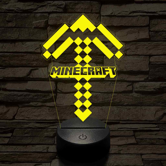 Minecraft pickaxe 7 színű 3D led lámpa
