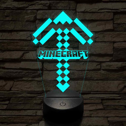 Minecraft pickaxe 7 színű 3D led lámpa