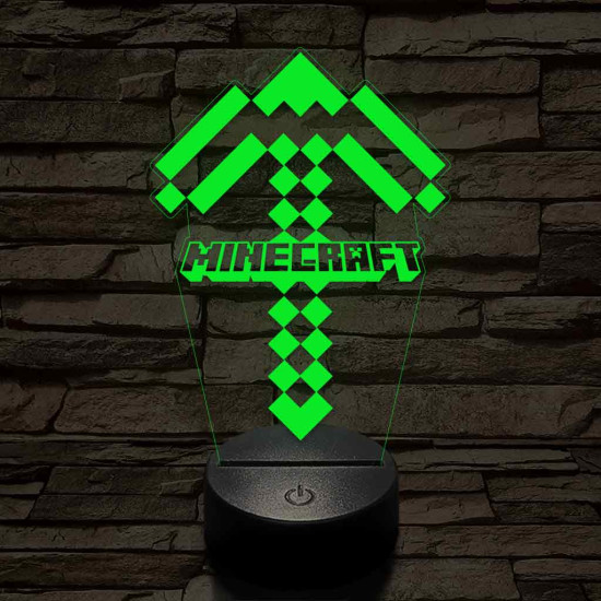 Minecraft pickaxe 7 színű 3D led lámpa