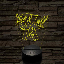 Minecraft Alex és Steve 7 színű 3D led lámpa