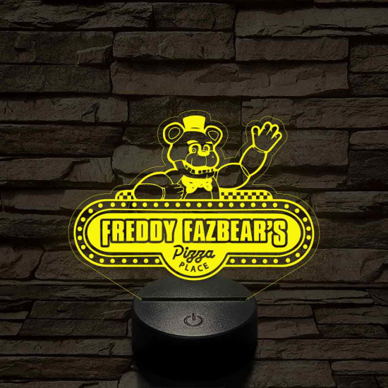 FNAF pizzéria logo 7 színű 3D led lámpa