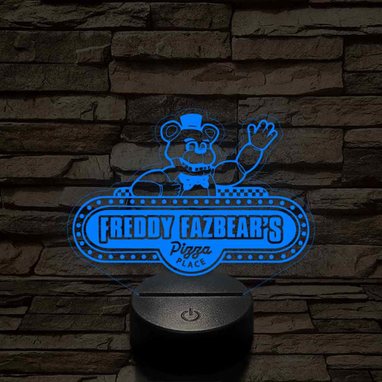 FNAF pizzéria logo 7 színű 3D led lámpa
