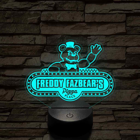 FNAF pizzéria logo 7 színű 3D led lámpa