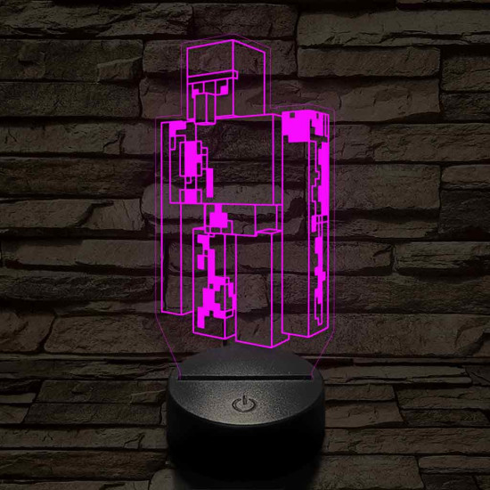 Minecraft Vasgólem 7 színű 3D led lámpa