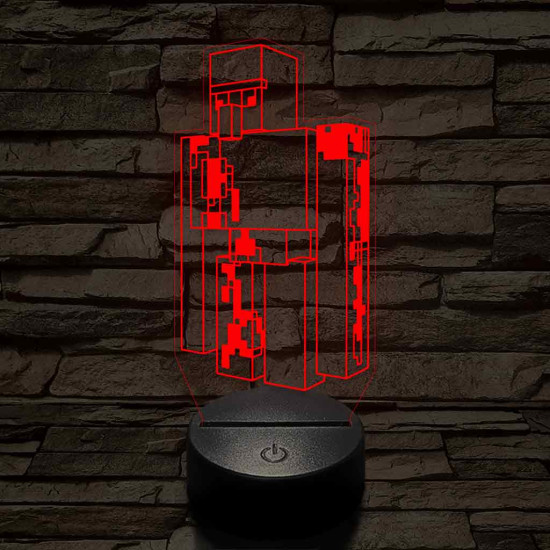 Minecraft Vasgólem 7 színű 3D led lámpa