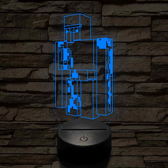 Minecraft Vasgólem 7 színű 3D led lámpa