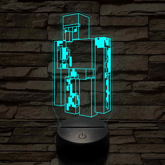 Minecraft Vasgólem 7 színű 3D led lámpa