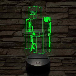 Minecraft Vasgólem 7 színű 3D led lámpa