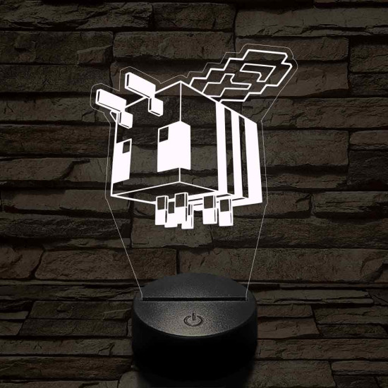 Minecraft méhecske 7 színű 3D led lámpa