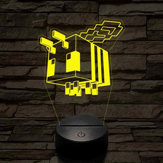 Minecraft méhecske 7 színű 3D led lámpa