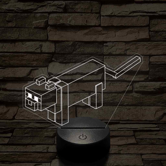 Minecraft cica 7 színű 3D led lámpa