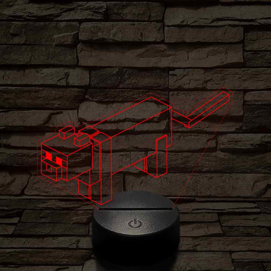 Minecraft cica 7 színű 3D led lámpa