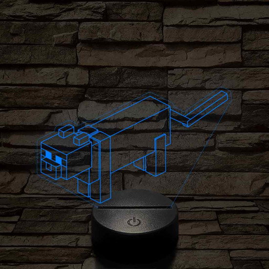 Minecraft cica 7 színű 3D led lámpa