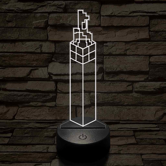 Minecraft fáklya – 7 színű, színváltós 3D LED lámpa