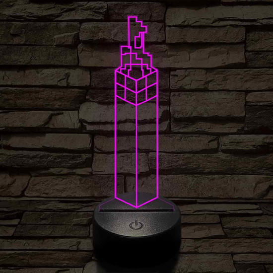 Minecraft fáklya – 7 színű, színváltós 3D LED lámpa