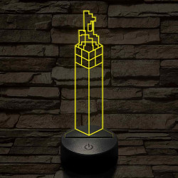 Minecraft fáklya – 7 színű, színváltós 3D LED lámpa