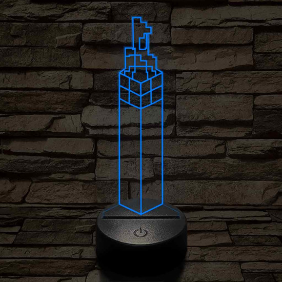 Minecraft fáklya – 7 színű, színváltós 3D LED lámpa