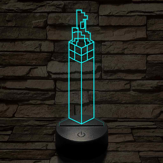 Minecraft fáklya – 7 színű, színváltós 3D LED lámpa