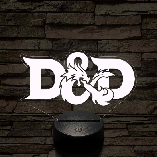 D&D logo – 7 színű, színváltós 3D LED lámpa