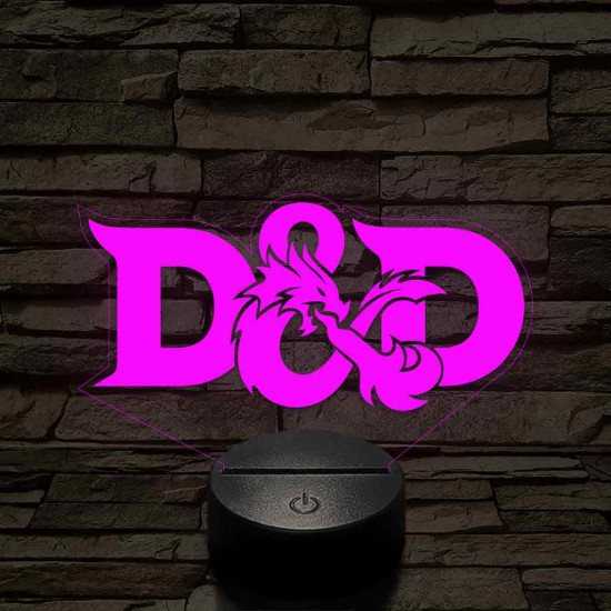 D&D logo – 7 színű, színváltós 3D LED lámpa