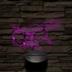 Minecraft Axolotl – 7 színű, színváltós 3D LED lámpa