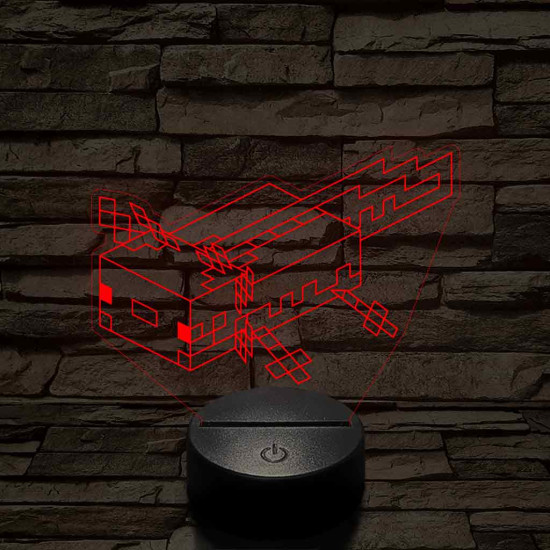 Minecraft Axolotl – 7 színű, színváltós 3D LED lámpa