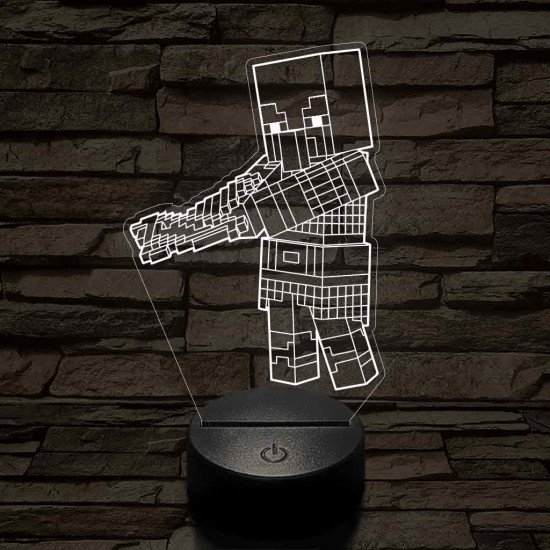 Minecraft Fosztogató – 7 színű, színváltós 3D LED lámpa
