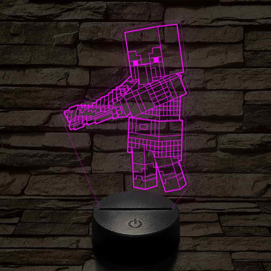 Minecraft Fosztogató – 7 színű, színváltós 3D LED lámpa