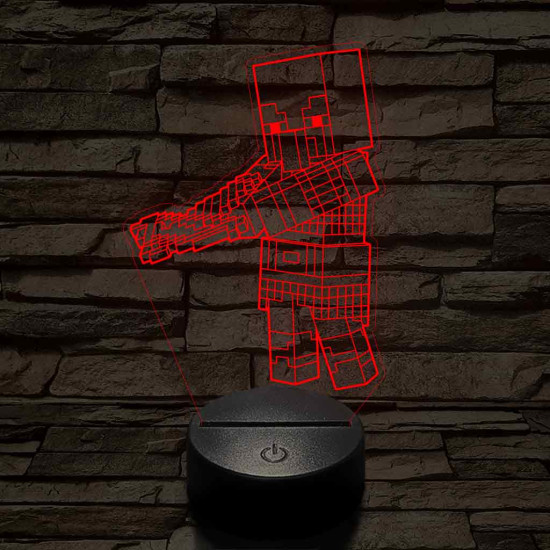 Minecraft Fosztogató – 7 színű, színváltós 3D LED lámpa