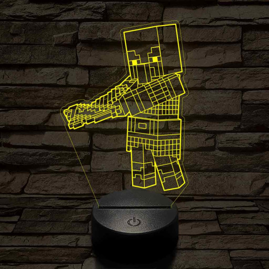 Minecraft Fosztogató – 7 színű, színváltós 3D LED lámpa