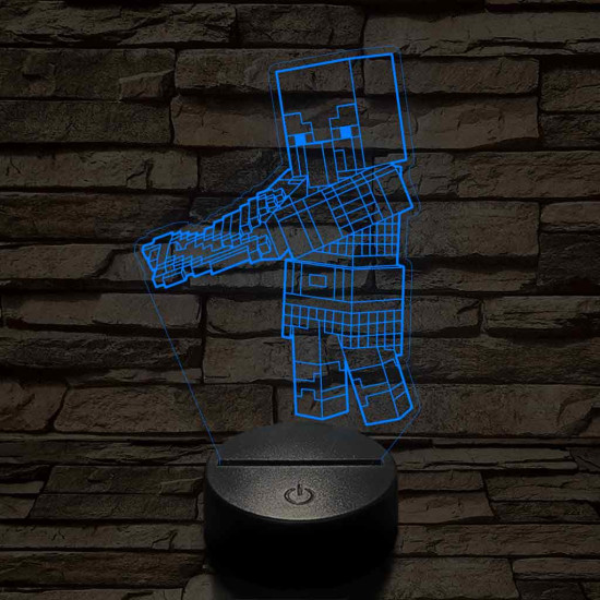 Minecraft Fosztogató – 7 színű, színváltós 3D LED lámpa